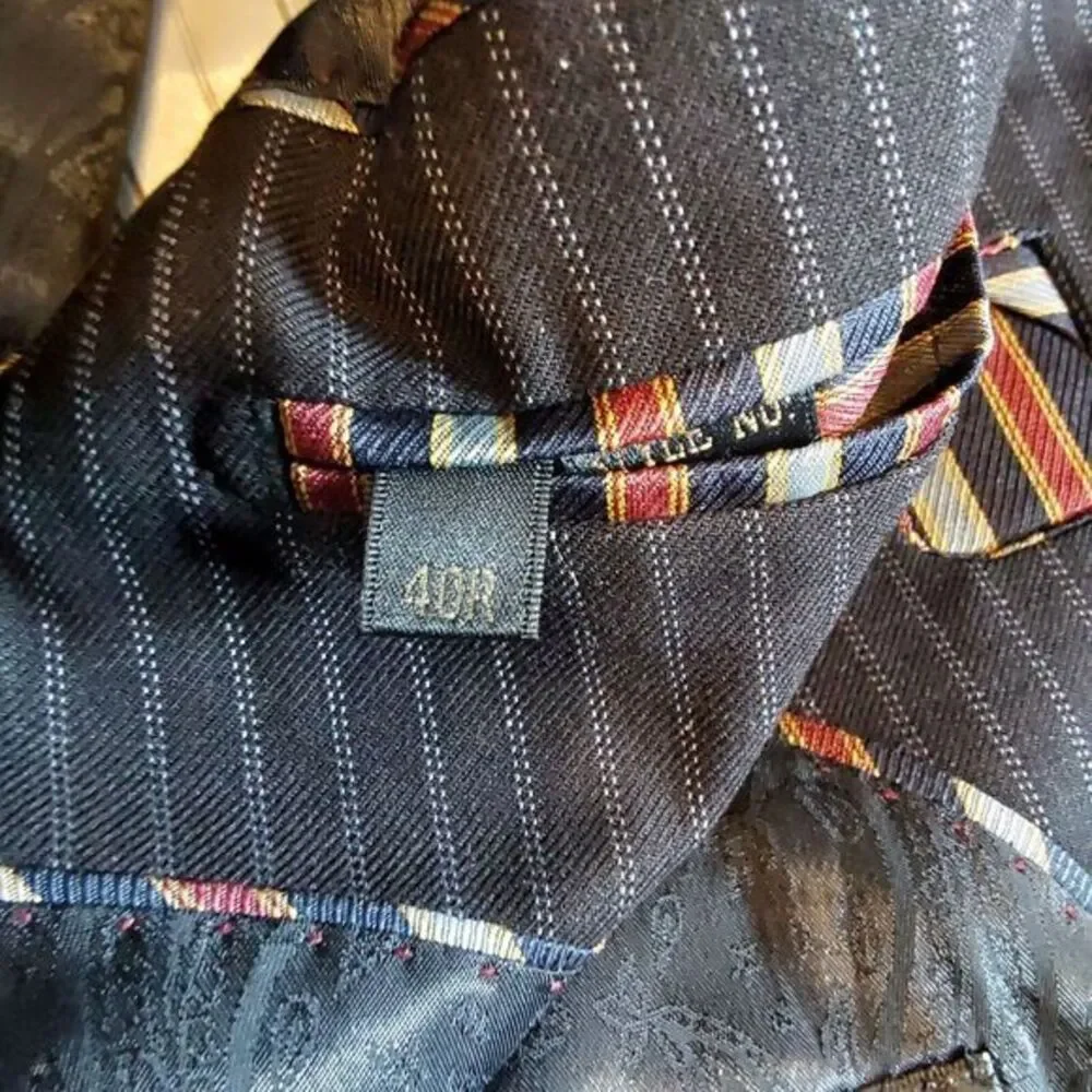Henry‎ Uomo Men's Suit Blazer Sport Coat Jacket 40R Black Pinstripe Classic